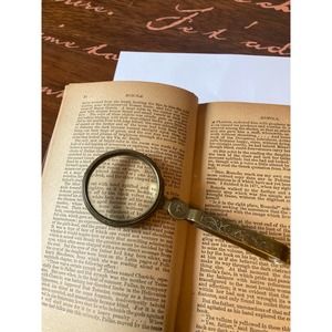 SOLD- Vintage Etched Floral Artwork Brass Folding Hand Magnifying Glass